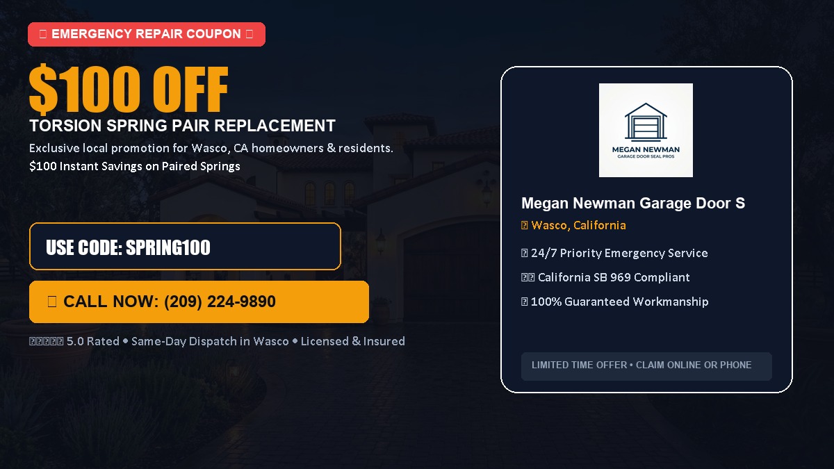 $100 OFF Heavy-Duty Torsion Spring Pair Replacement in Wasco, CA
